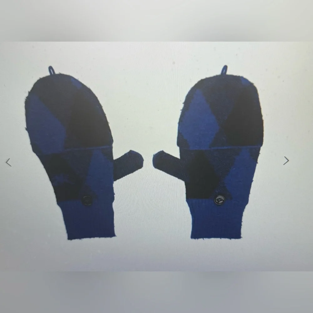 Burberry, NWTs, Argyle, check gloves/mittens Blue and Black size S/M‎
